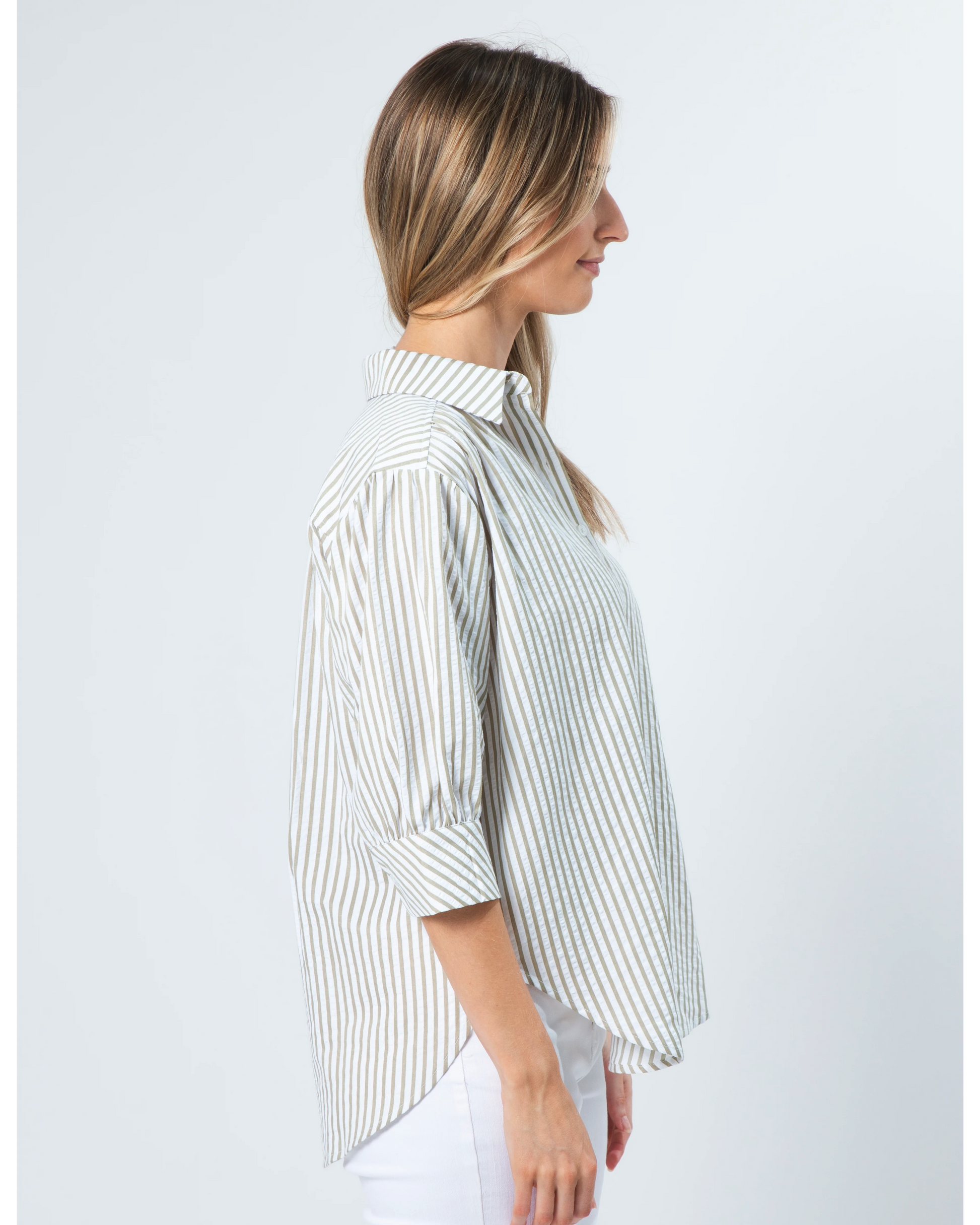 STELLA+ GEMMA DEEDEE SHIRT - MUSHROOM STRIPE - THE VOGUE STORE