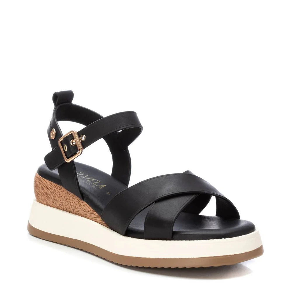 CARMELA WEDGE SANDAL - BLACK - THE VOGUE STORE