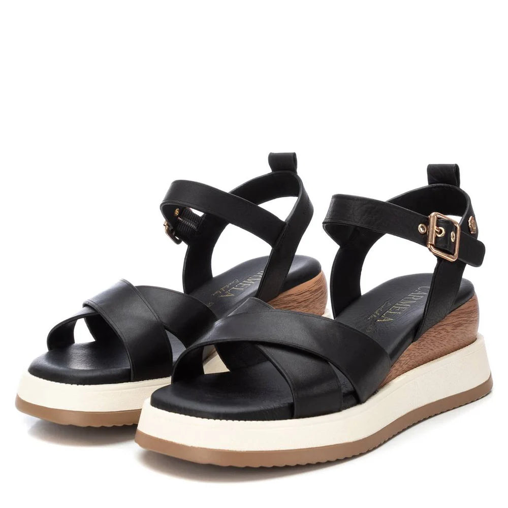 CARMELA WEDGE SANDAL - BLACK - THE VOGUE STORE