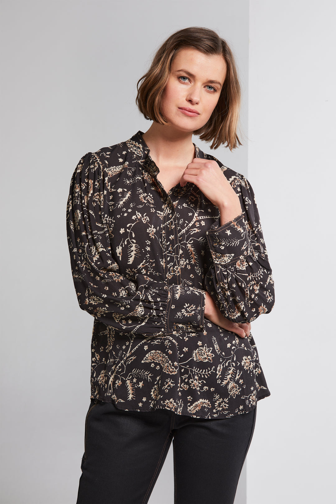 LANIA ESPRESSO SHIRT - ESPRESSO PRINT - THE VOGUE STORE