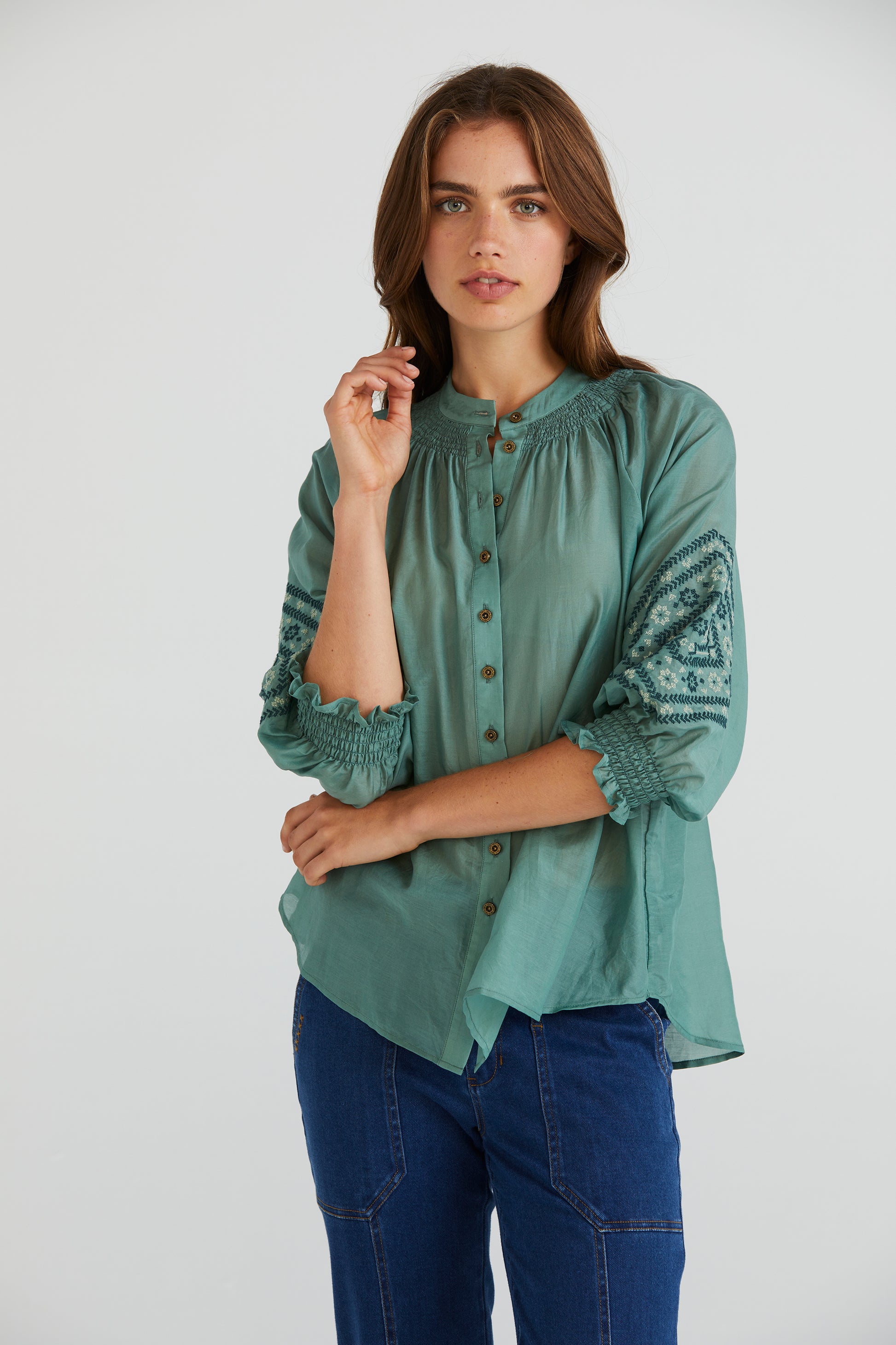 LANIA GRACE SHIRT - SAGE - THE VOGUE STORE