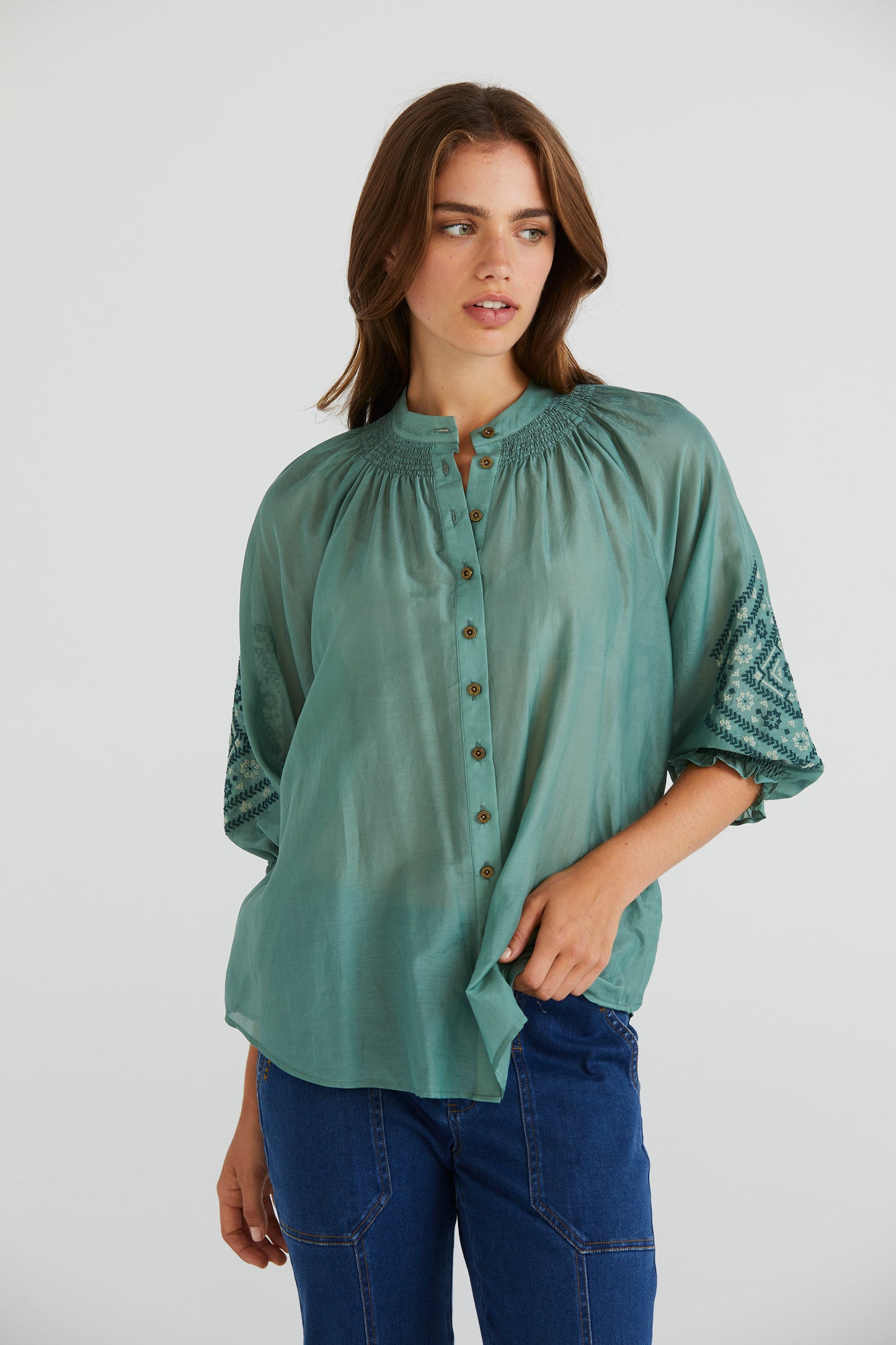 LANIA GRACE SHIRT - SAGE - THE VOGUE STORE