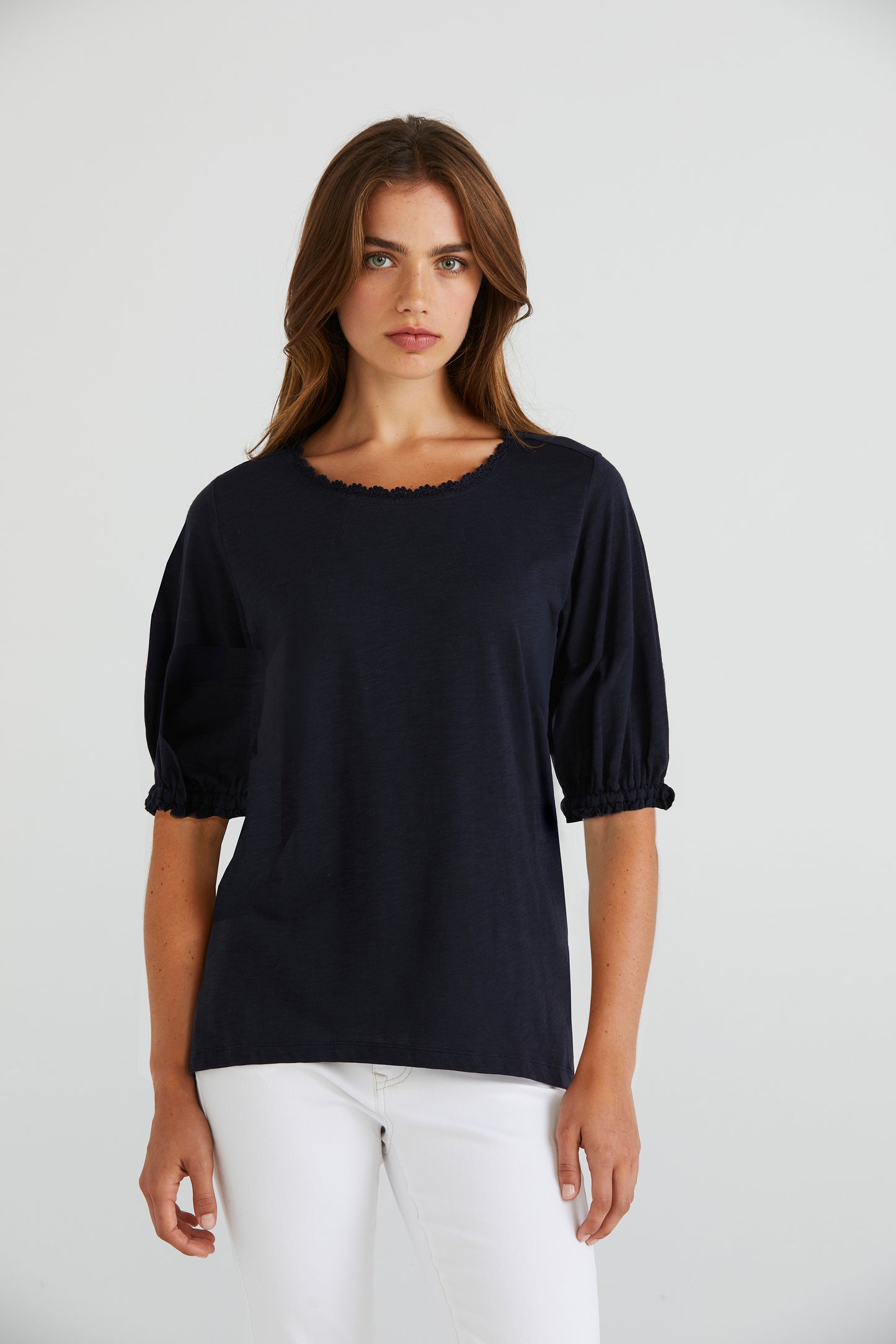 LANIA RUBY TOP - NAVY - THE VOGUE STORE