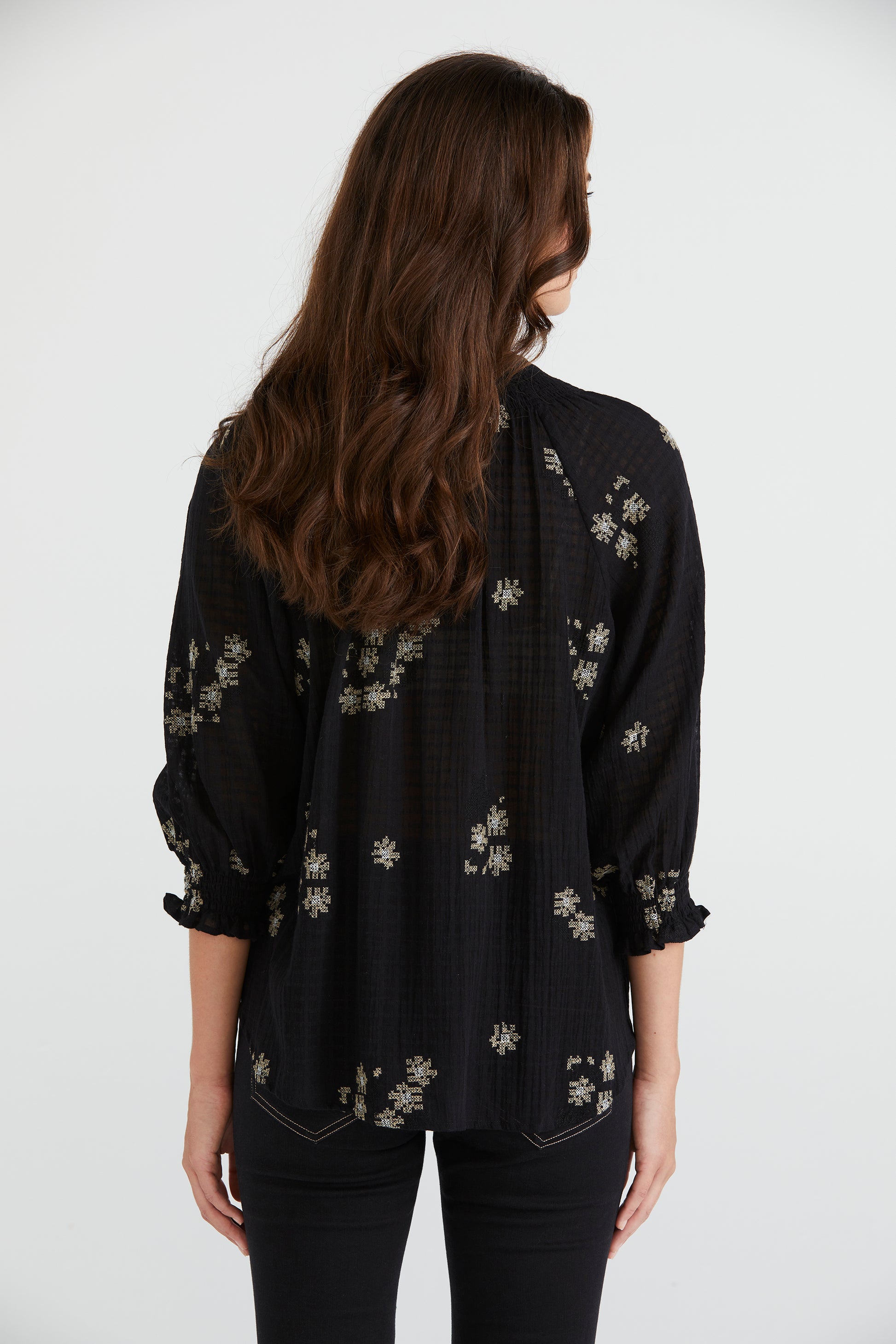 LANIA FLORA SHIRT - BLACK - THE VOGUE STORE