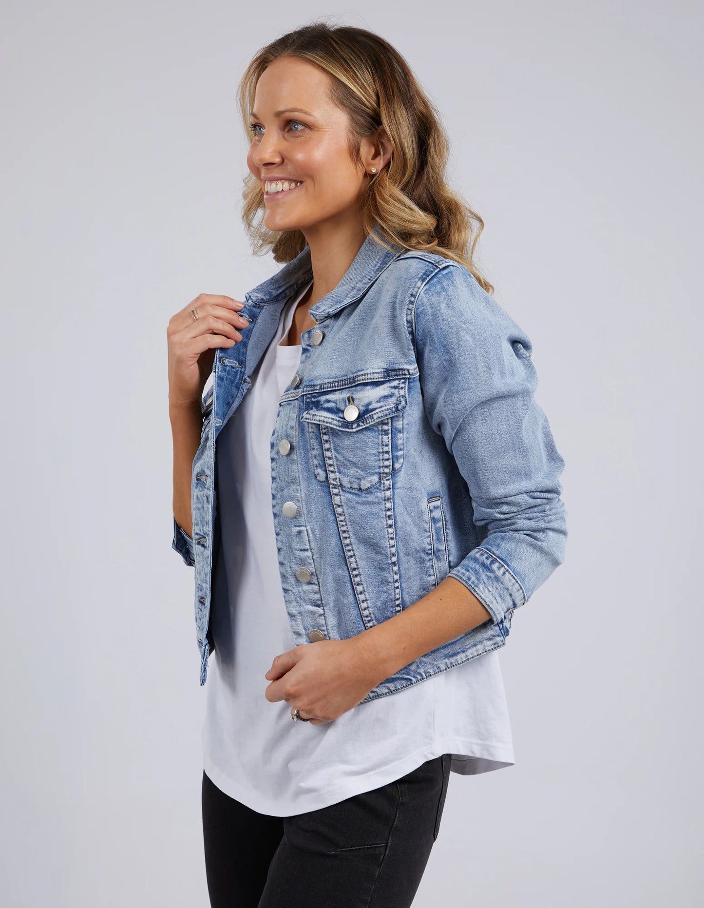 FOXWOOD GEORGIA DENIM JACKET - LIGHT BLUE - THE VOGUE STORE