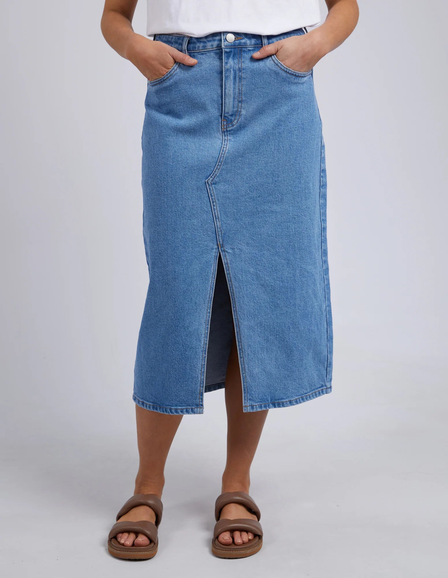 FOXWOOD SCOUT MIDI SKIRT - MID BLUE - THE VOGUE STORE