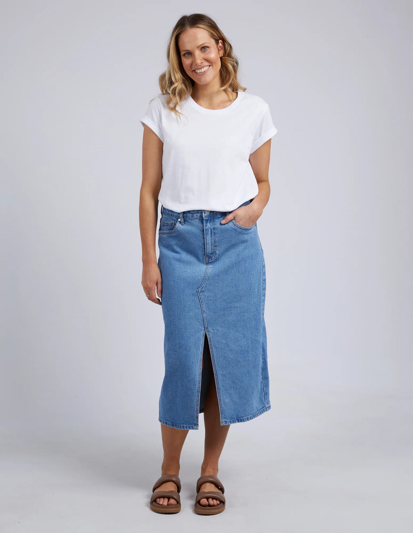 FOXWOOD SCOUT MIDI SKIRT - MID BLUE - THE VOGUE STORE