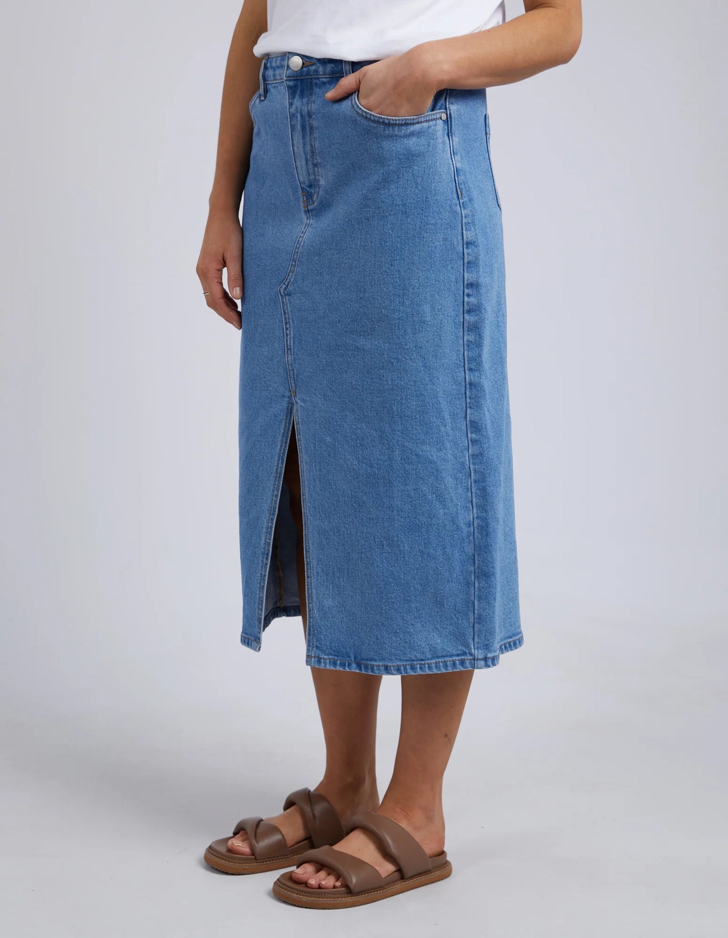 FOXWOOD SCOUT MIDI SKIRT - MID BLUE - THE VOGUE STORE