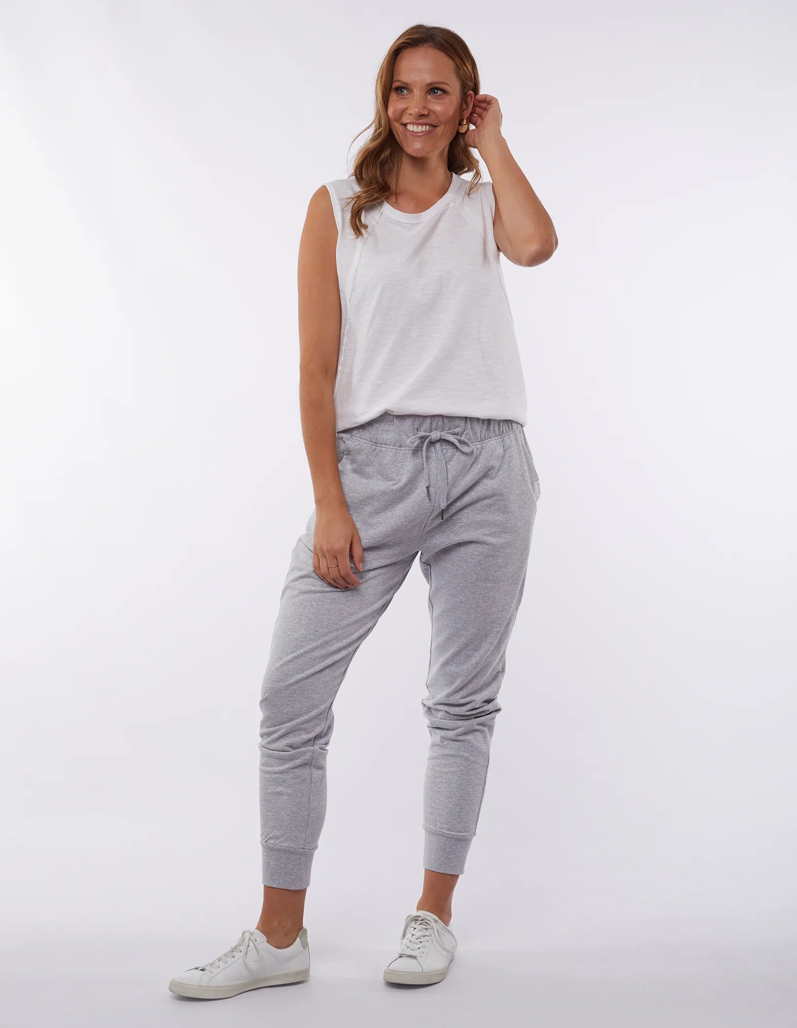 FOXWOOD LAZY DAYS PANT - GREY MARLE - THE VOGUE STORE