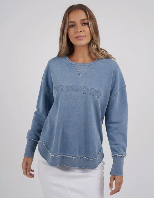 FOXWOOD SIMPLIFIED CREW - WASHED LIGHT BLUE - THE VOGUE STORE