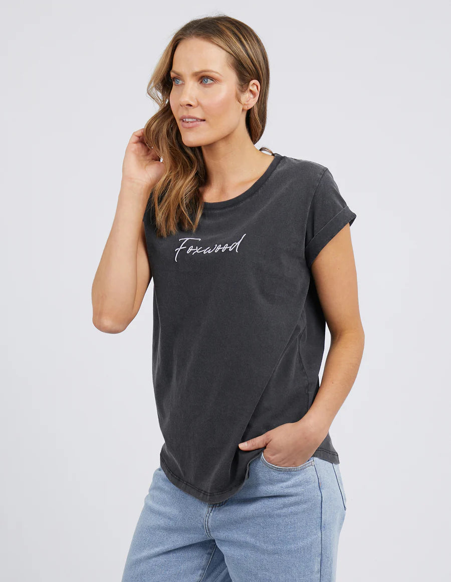 FOXWOOD SIGNATURE TEE - BLACK - THE VOGUE STORE