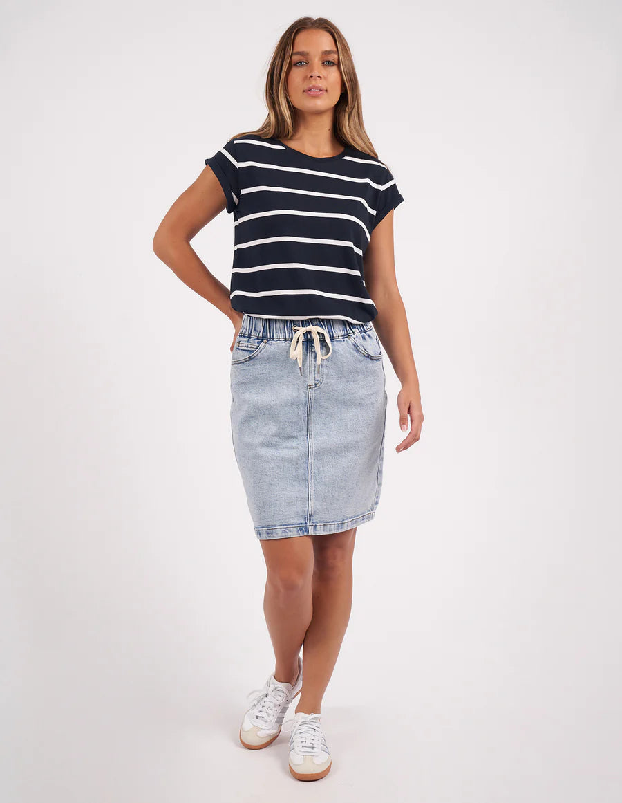 FOXWOOD MANLY STRIPE TEE - NAVY WHITE STRIPE - THE VOGUE STORE