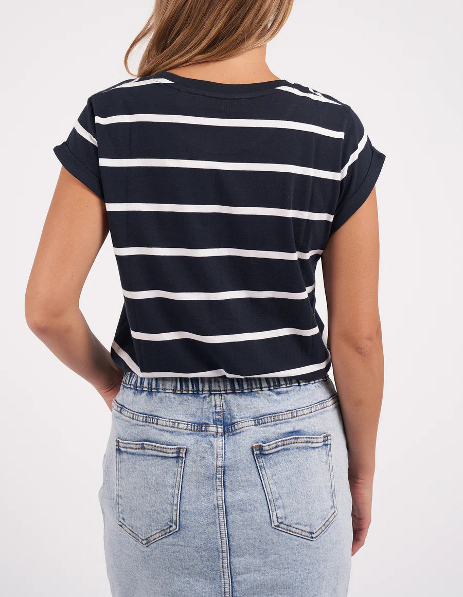 FOXWOOD MANLY STRIPE TEE - NAVY WHITE STRIPE - THE VOGUE STORE