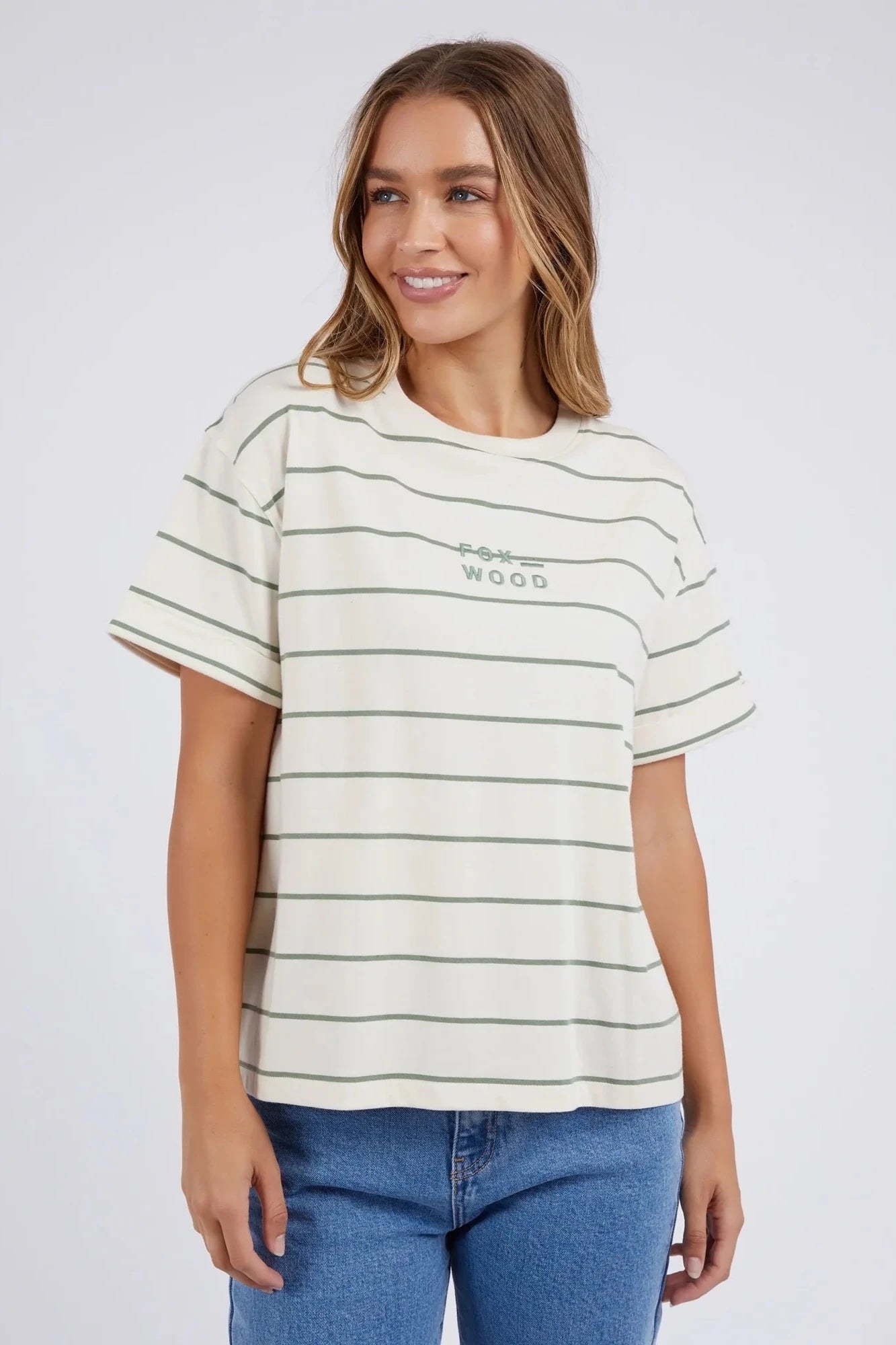 FOXWOOD HUNTLEIGH STRIPE TEE - FERN - THE VOGUE STORE