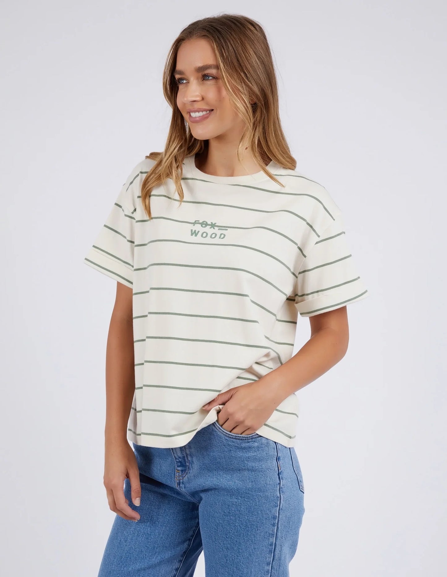 FOXWOOD HUNTLEIGH STRIPE TEE - FERN - THE VOGUE STORE