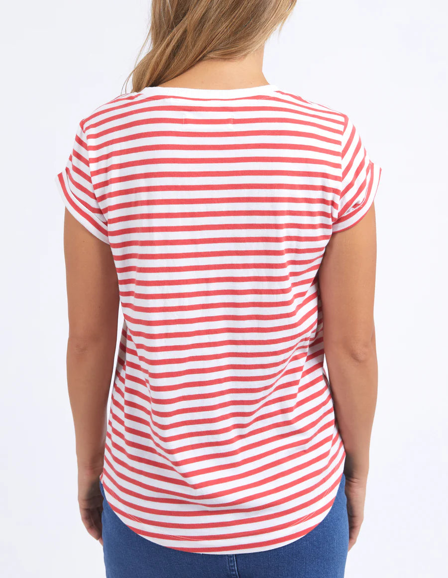 FOXWOOD SIGNATURE STRIPE TEE - CAYENNE & WHITE STRIPE - THE VOGUE STORE