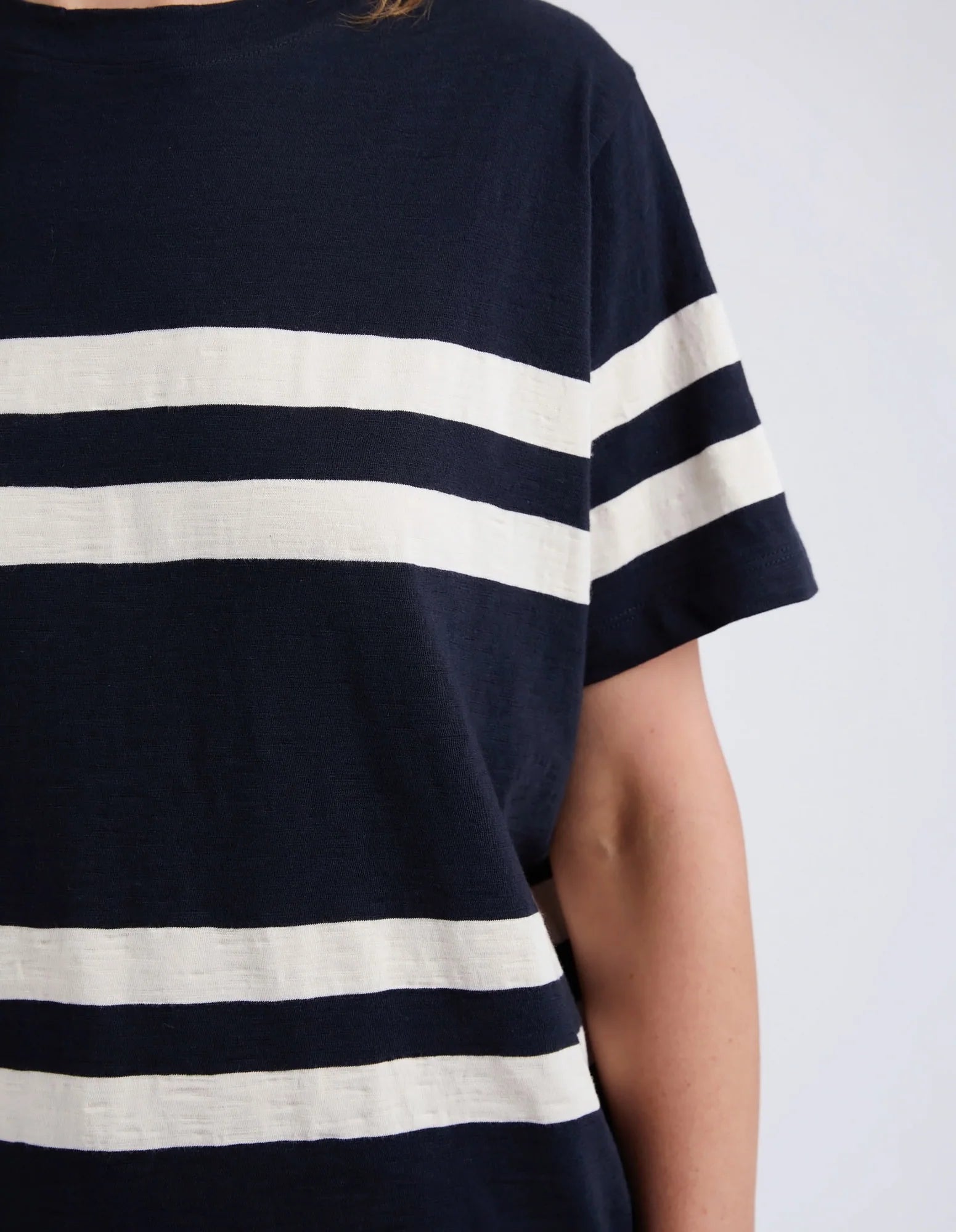 ELM ALLEGRA TEE S/S - NAVY AND WHITE STRIPE - THE VOGUE STORE