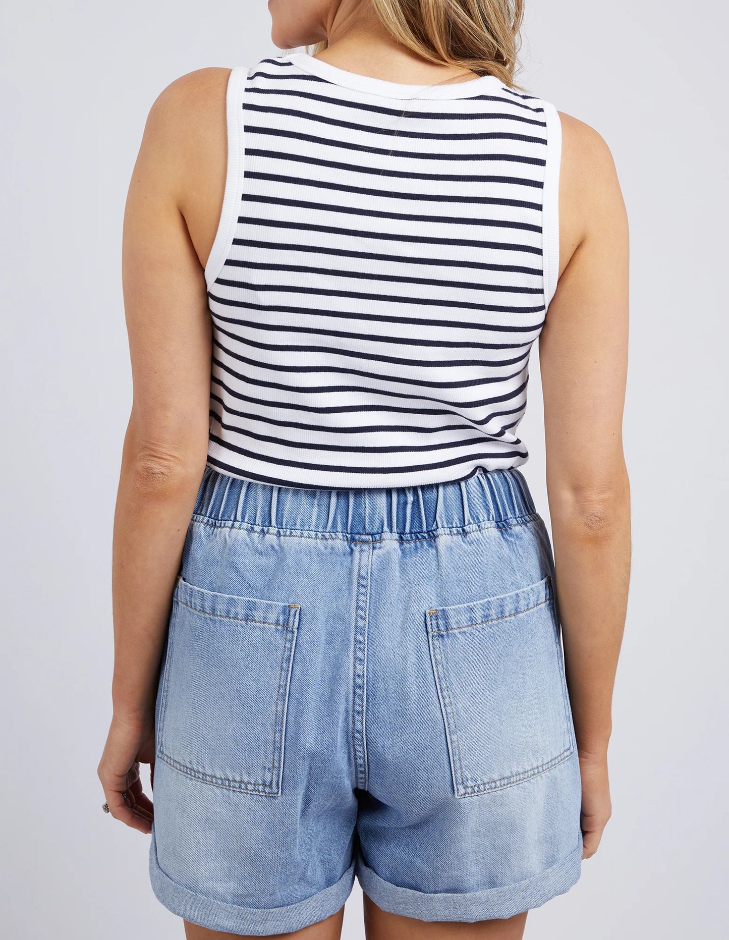 ELM INDRA STRIPE TANK - NAVY STRIPE - THE VOGUE STORE