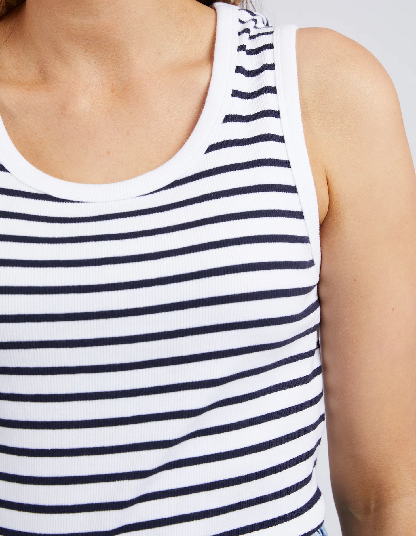 ELM INDRA STRIPE TANK - NAVY STRIPE - THE VOGUE STORE