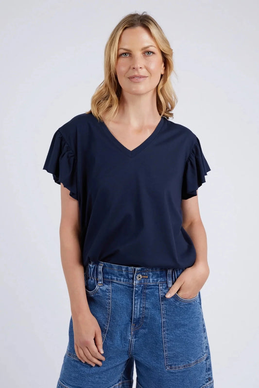 ELM LORA S/S TEE - NAVY - THE VOGUE STORE