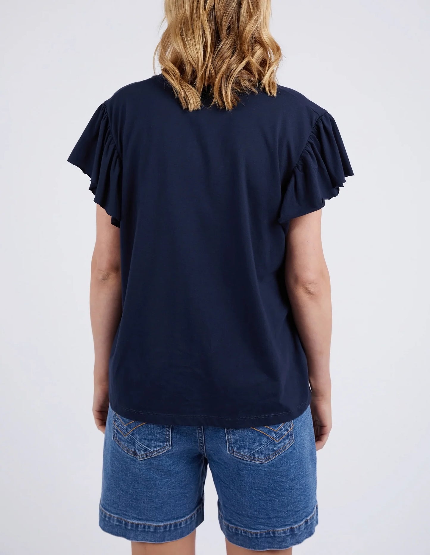 ELM LORA S/S TEE - NAVY - THE VOGUE STORE