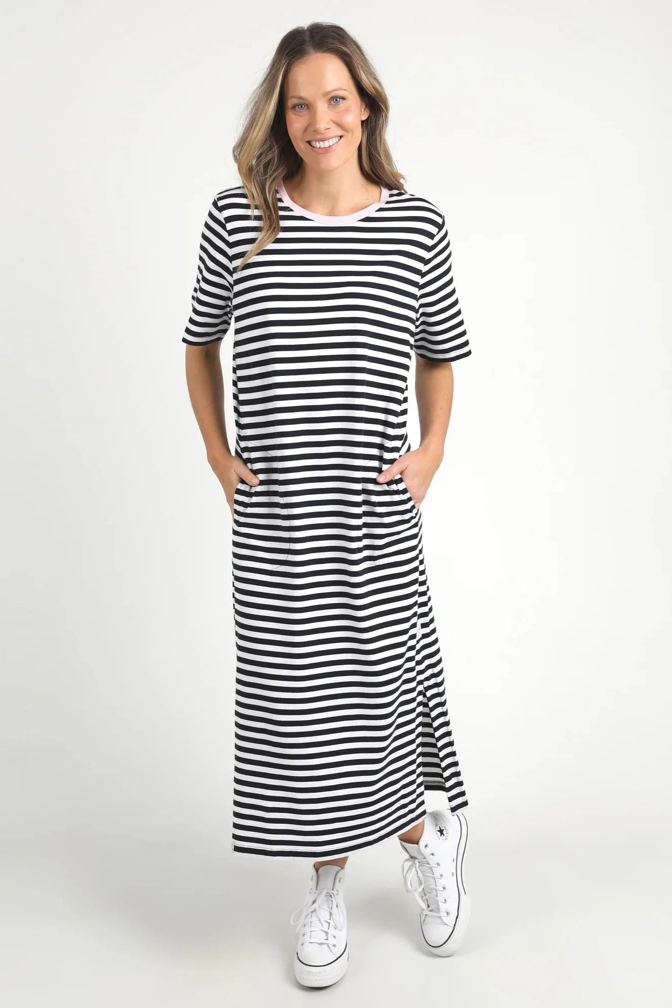 ELM MERRY TEE DRESS - NAVY/WHITE - THE VOGUE STORE