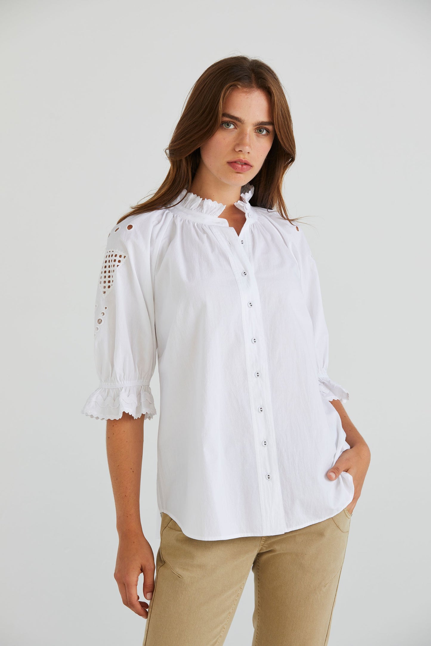 LANIA ISSEY SHIRT - WHITE - THE VOGUE STORE