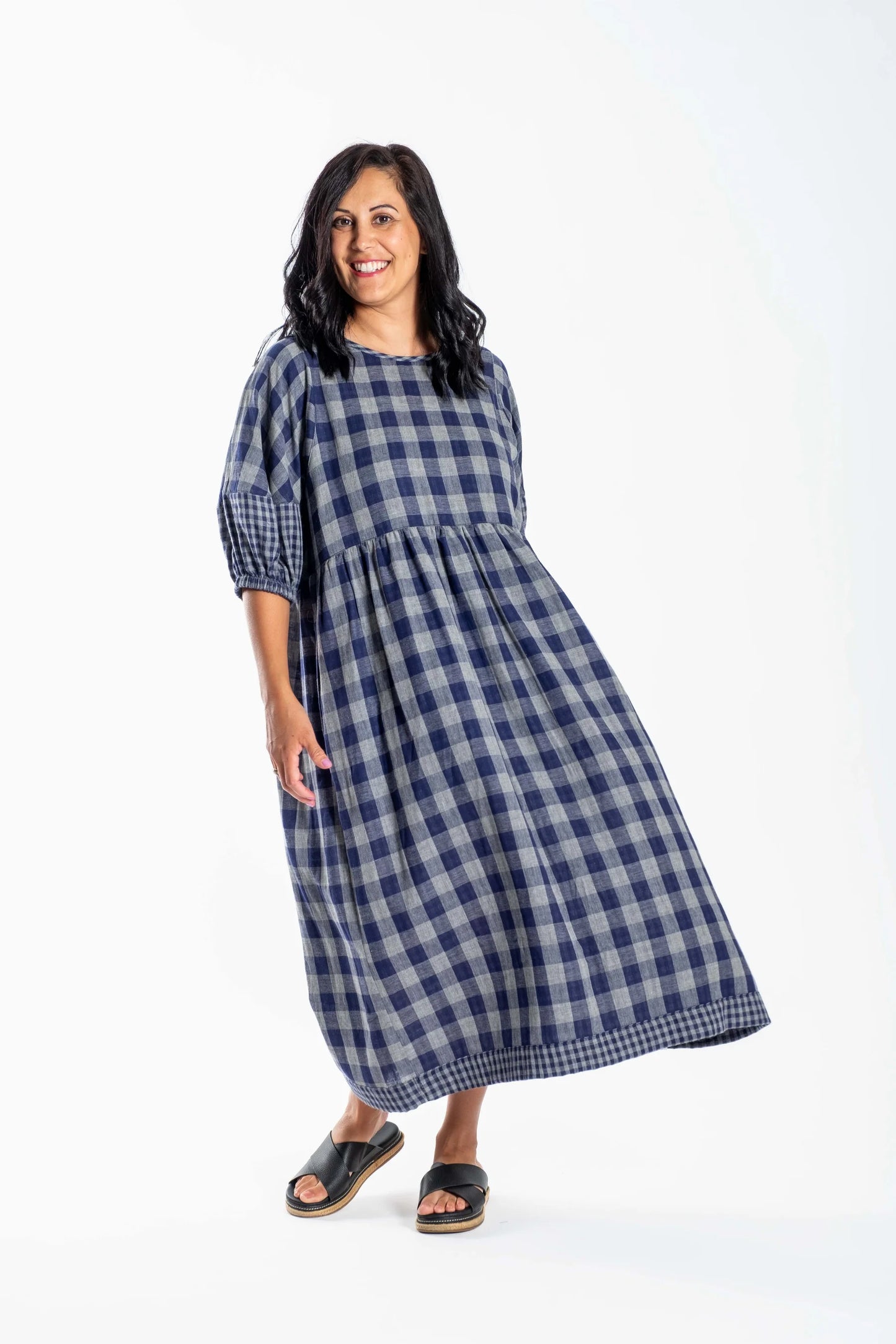 DEEANNE HOBBS BRIE DRESS - BLUE CHECK - THE VOGUE STORE