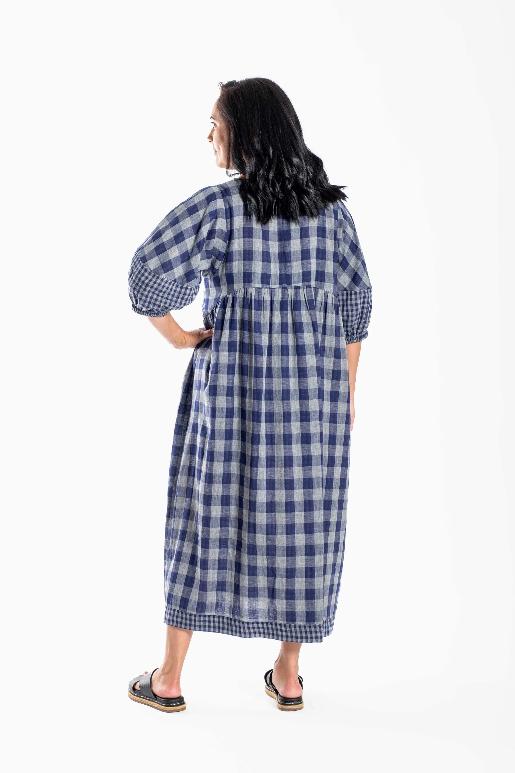 DEEANNE HOBBS BRIE DRESS - BLUE CHECK - THE VOGUE STORE