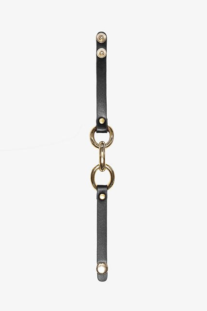 ANTLER LEATHER GOLD CHAIN LINK BRACELET - BLACK