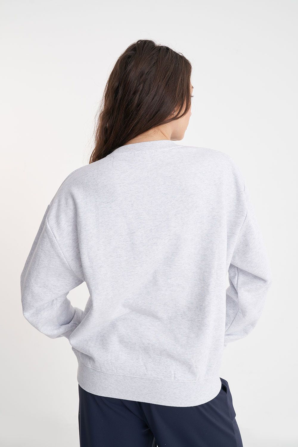 HUFFER WMNS RELAX CREW 350/BANNER - SILVER MARLE - THE VOGUE STORE