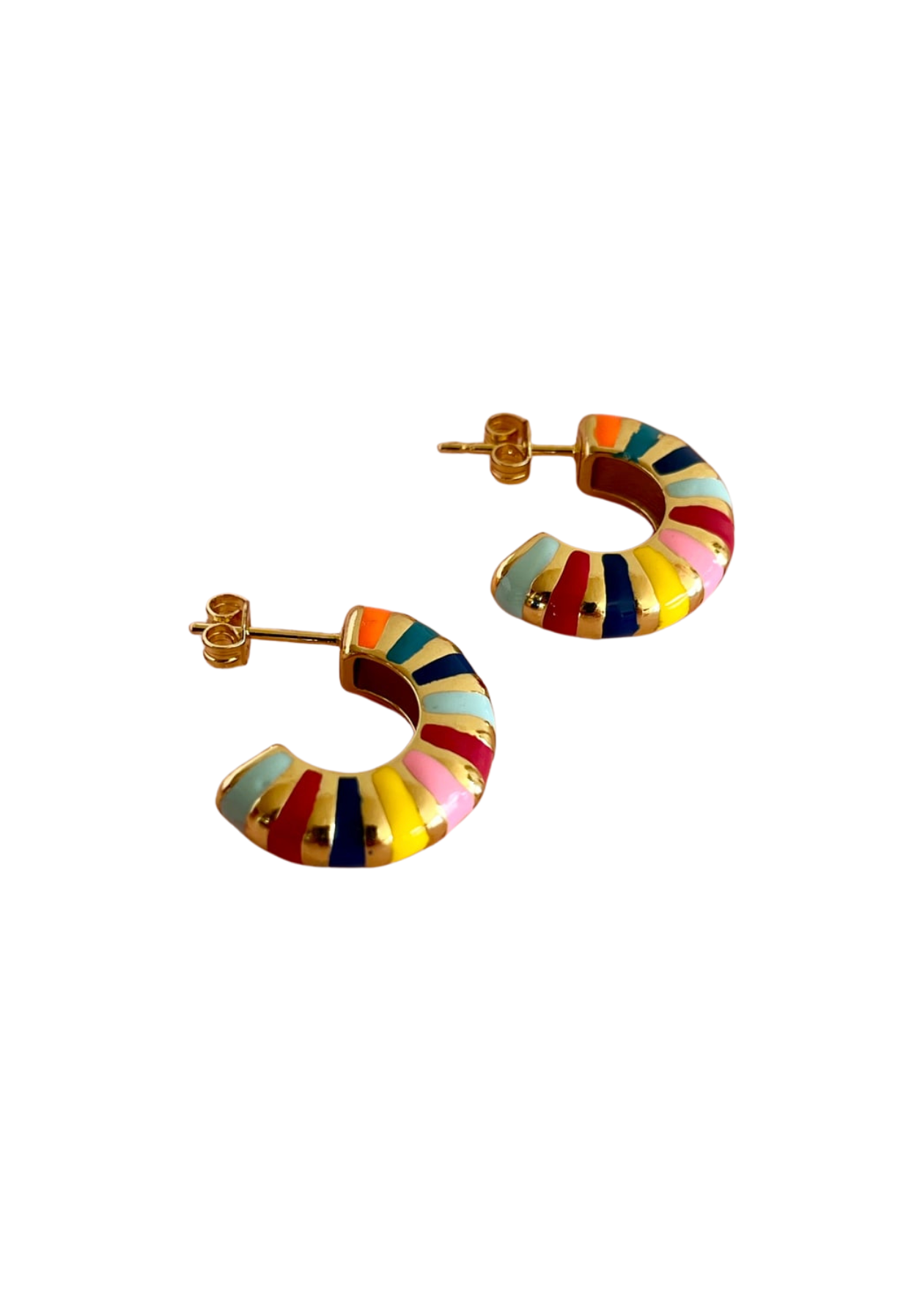 PENNY FOGGO COLOURFUL CHUNKY CROISSANT HALF HOOPS - THE VOGUE STORE