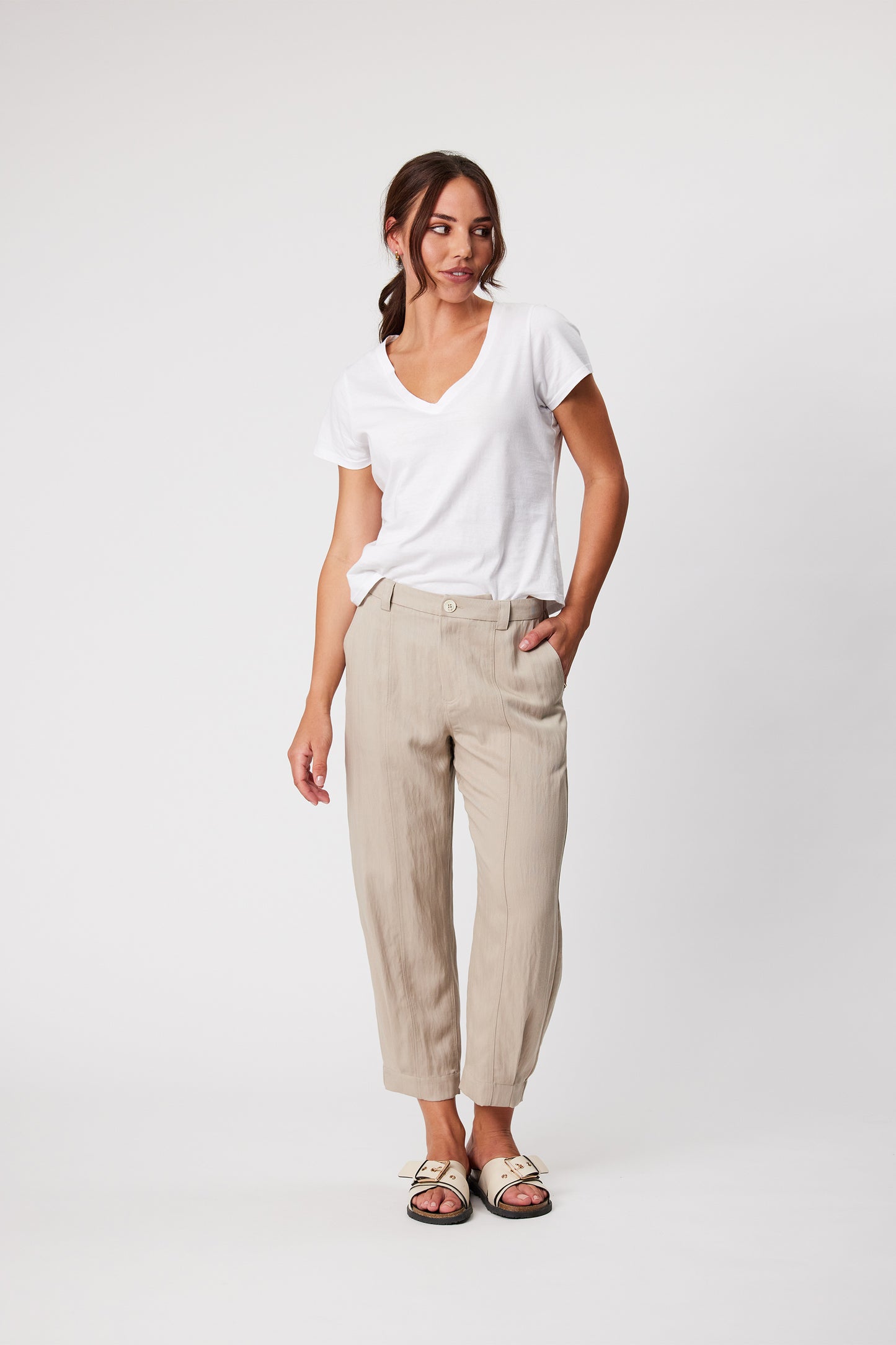 DESIGN NATION PIVOT PANT - SAND - THE VOGUE STORE