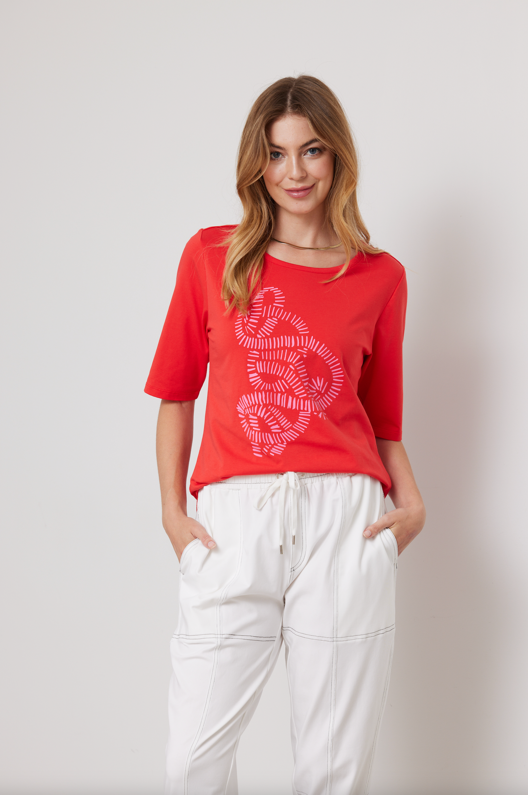 DUO ESSENTIAL TEE - CORAL - THE VOGUE STORE