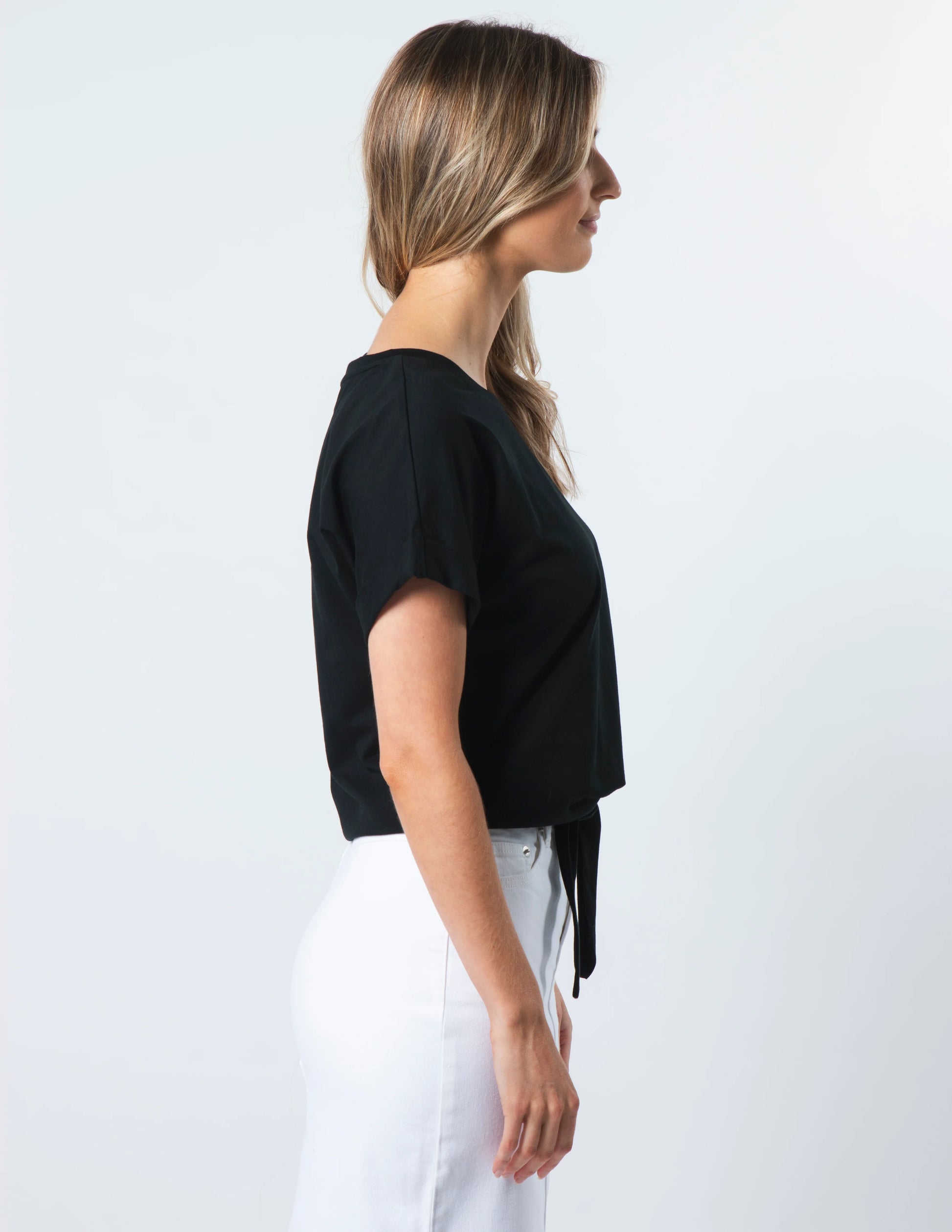 STELLA + GEMMA TIE TOP - BLACK - THE VOGUE STORE