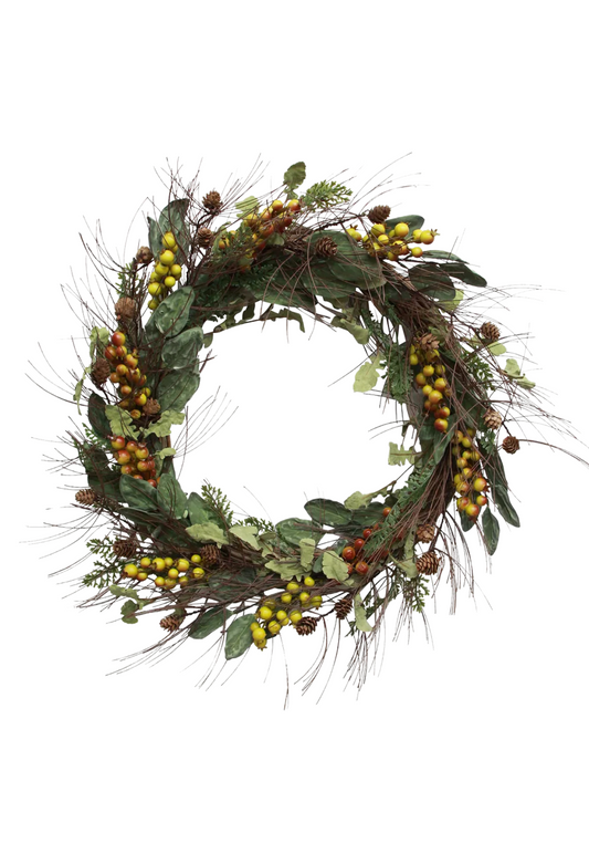 FORAGED GREEN BERRY WREATH - LARGE - THE VOGUE STORE