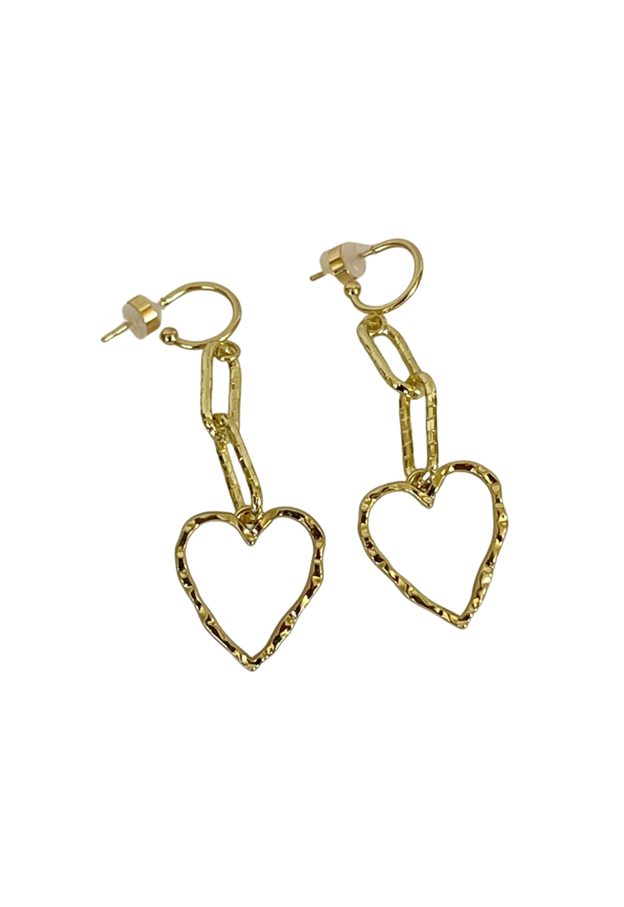 PENNY FOGGO TEXTURED HEART AND CHAIN HOOPS  - THE VOGUE STORE