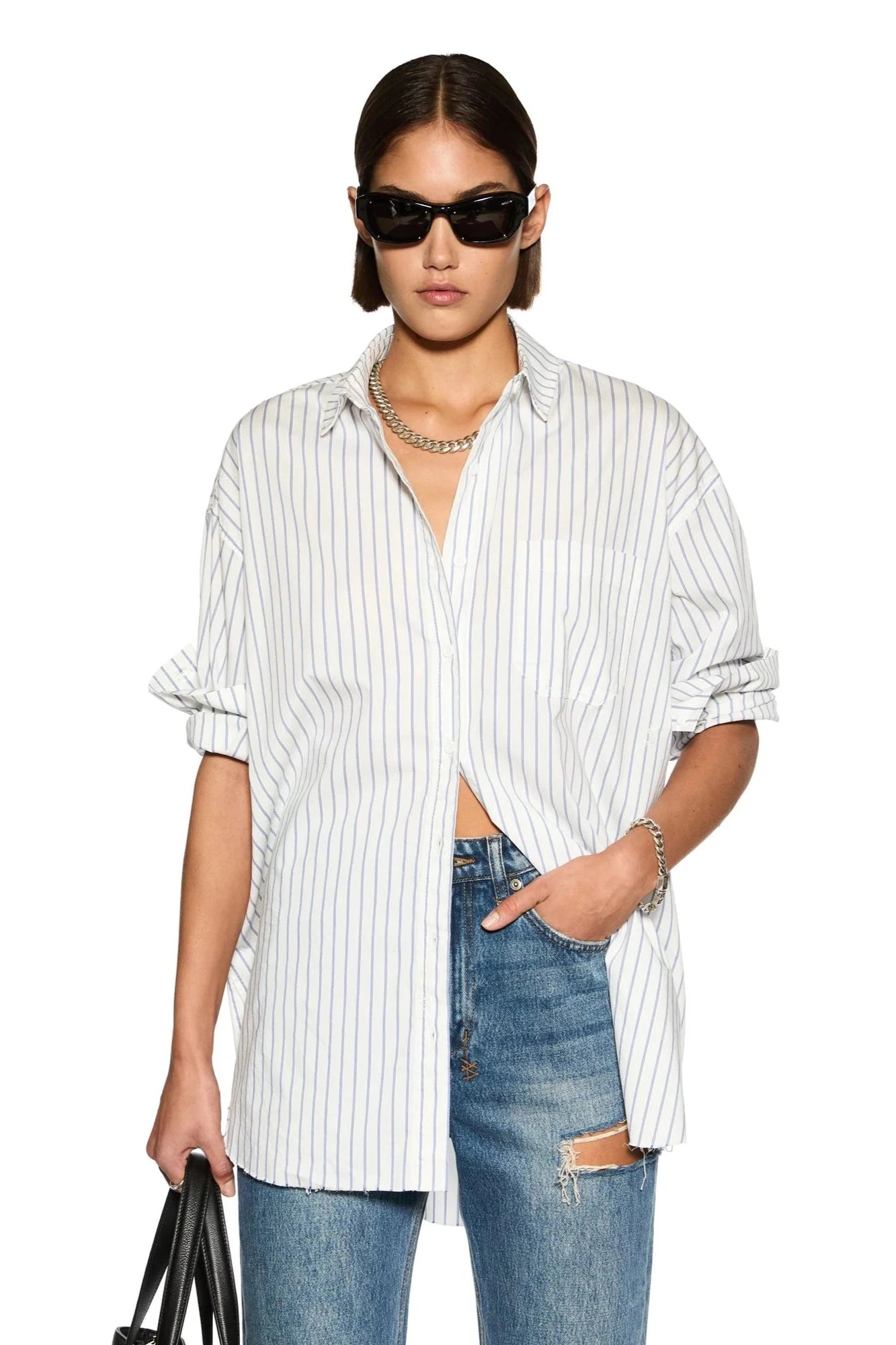 KSUBI OVERSIZED SHIRT BLUE STRIPE - BLUE - THE VOGUE STORE