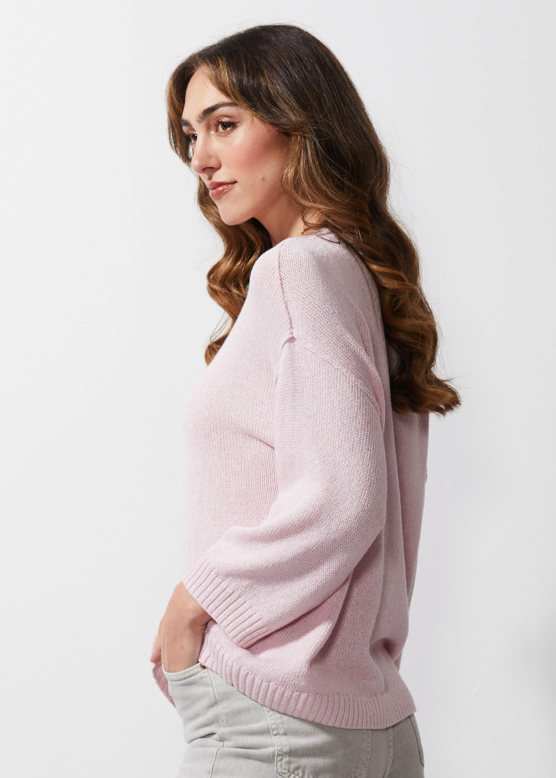 LD & CO CHUNKY LINEN TOP - PEONY - THE VOGUE STORE