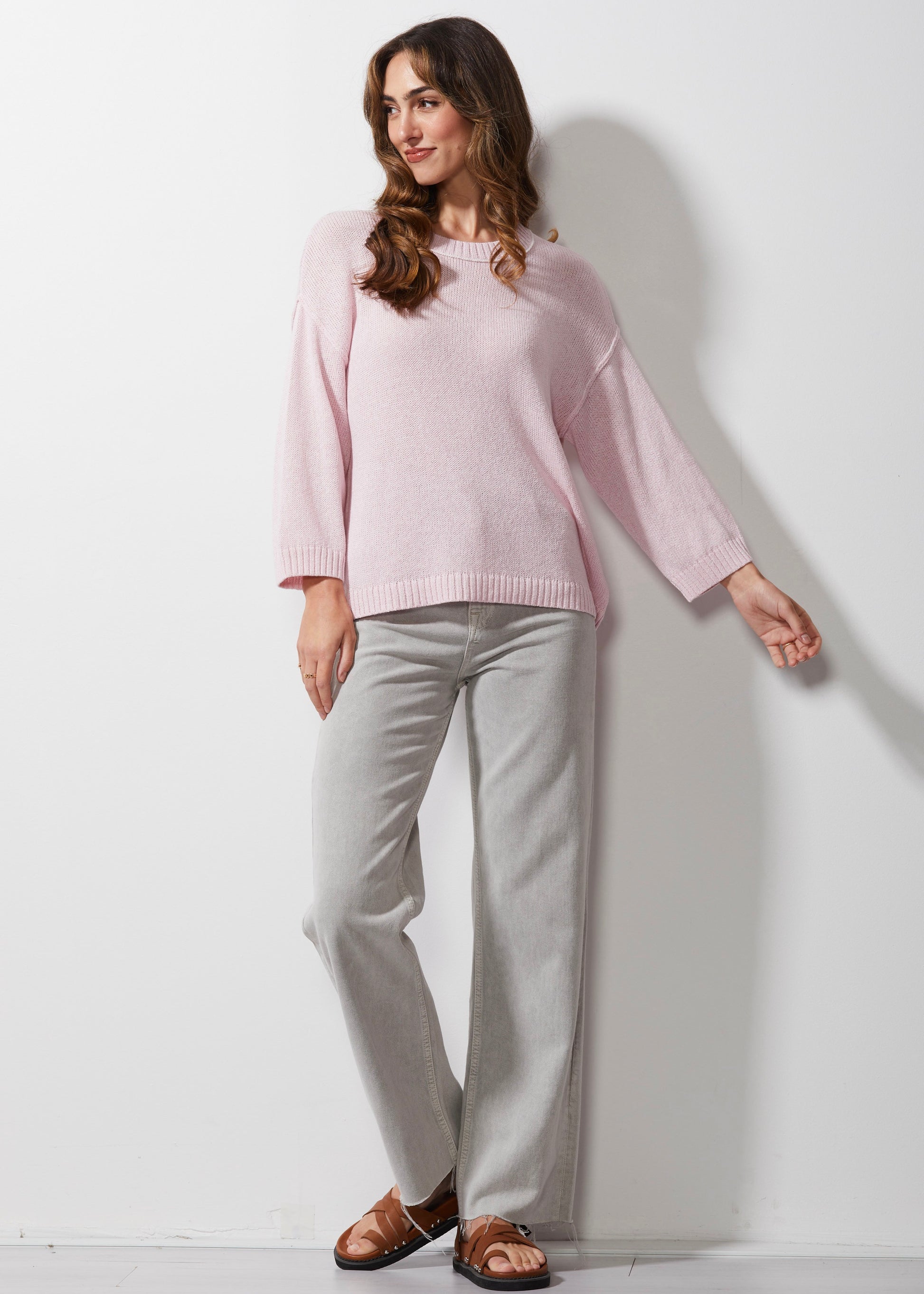 LD & CO CHUNKY LINEN TOP - PEONY - THE VOGUE STORE