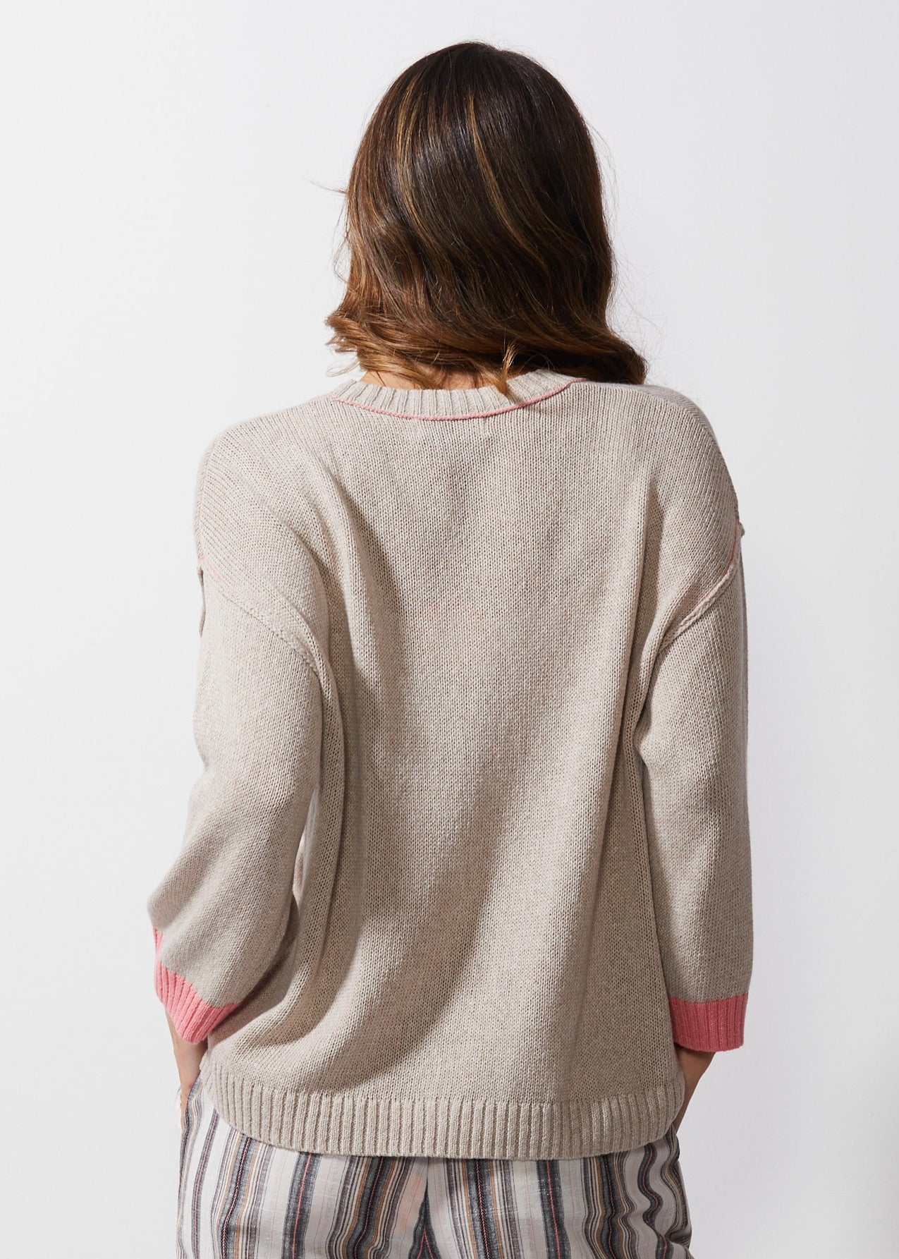 LD & CO CHUNKY LINEN CARDI - FLAX