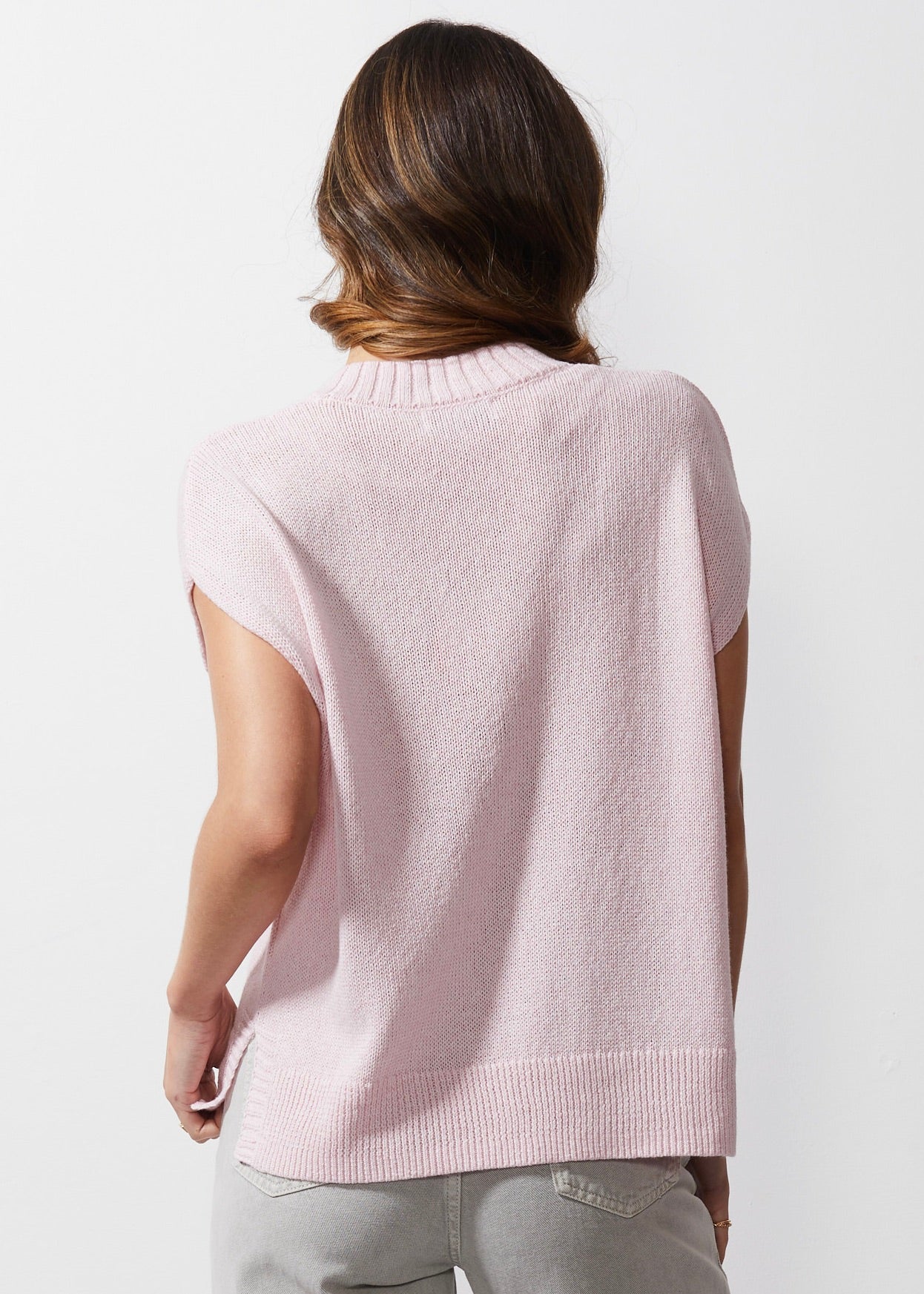 LD & CO CHUNKY LINEN VEST - PEONY - THE VOGUE STORE