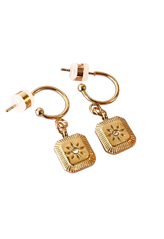 PENNY FOGGO LITTLE SQUARE SUN HALF HOOPS - GOLD - THE VOGUE STORE