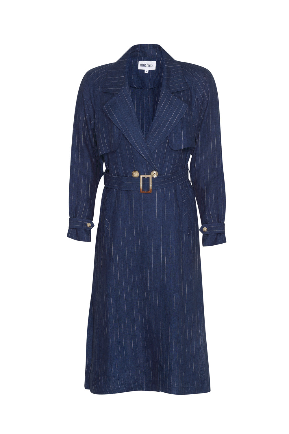 LOOBIES STORY CHIANTI TRENCH COAT - DENIM BLUE STRIPE - THE VOGUE STORE