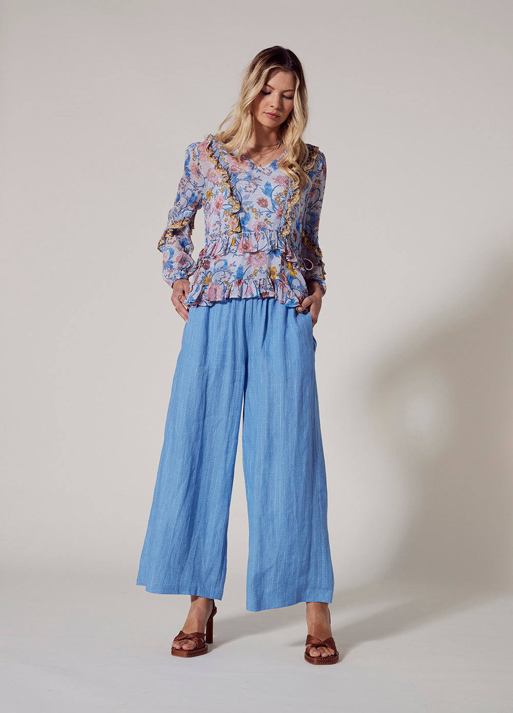 LOOBIES STORY ANACAPRI BLOUSE - ECRU MULTI - THE VOGUE STORE