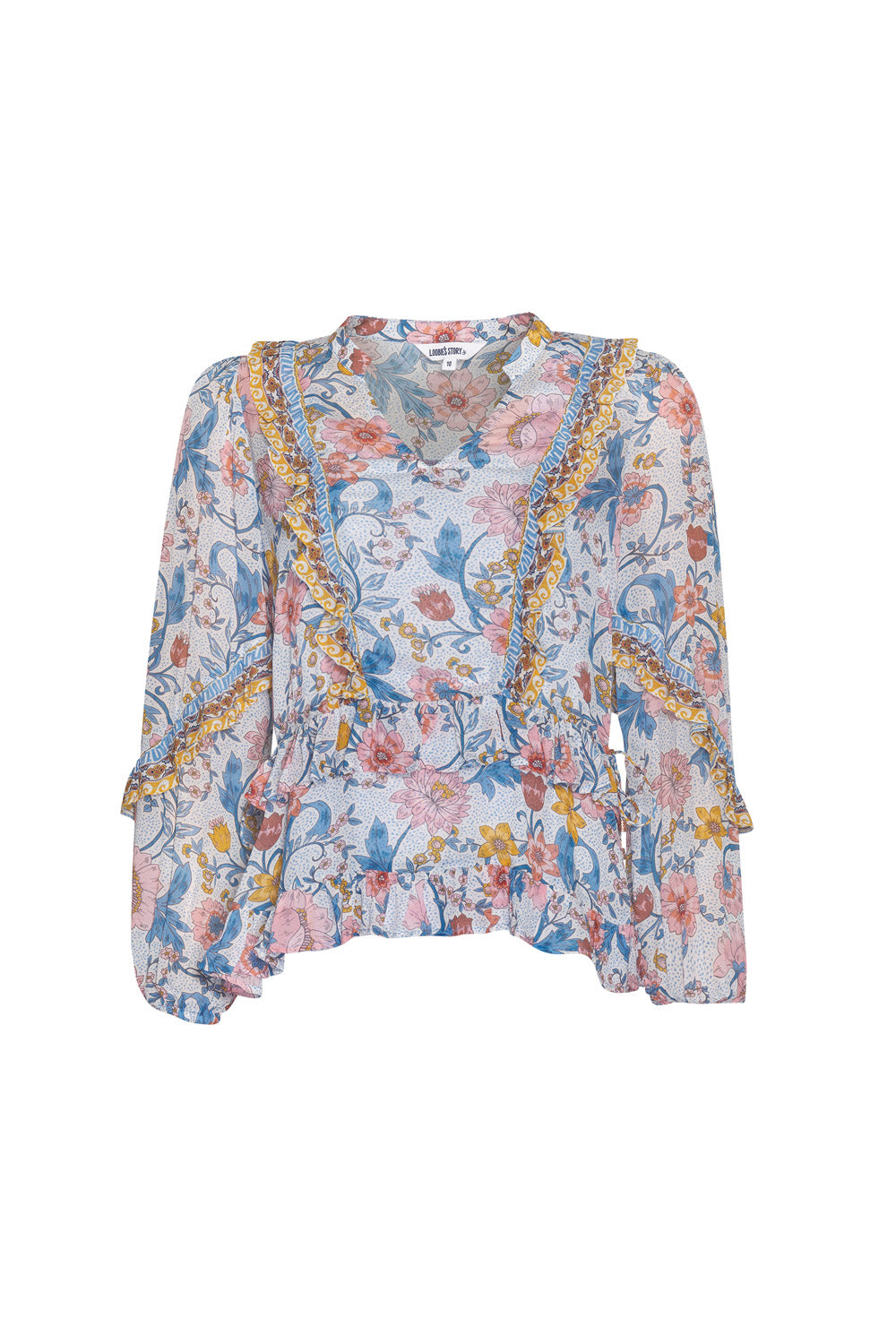 LOOBIES STORY ANACAPRI BLOUSE - ECRU MULTI - THE VOGUE STORE