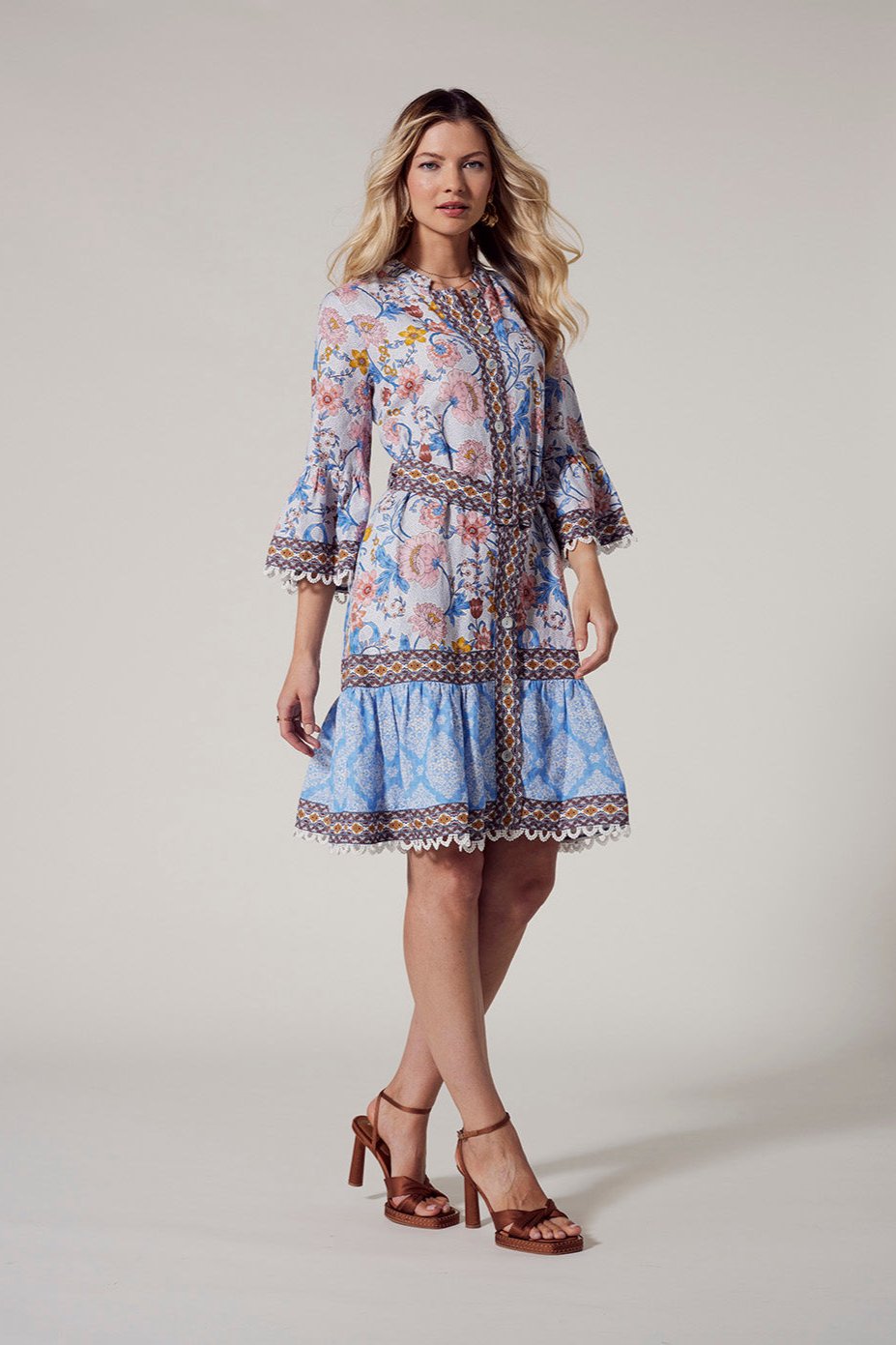 LOOBIES STORY ANACAPRI DRESS - ECRU MULTI - THE VOGUE STORE