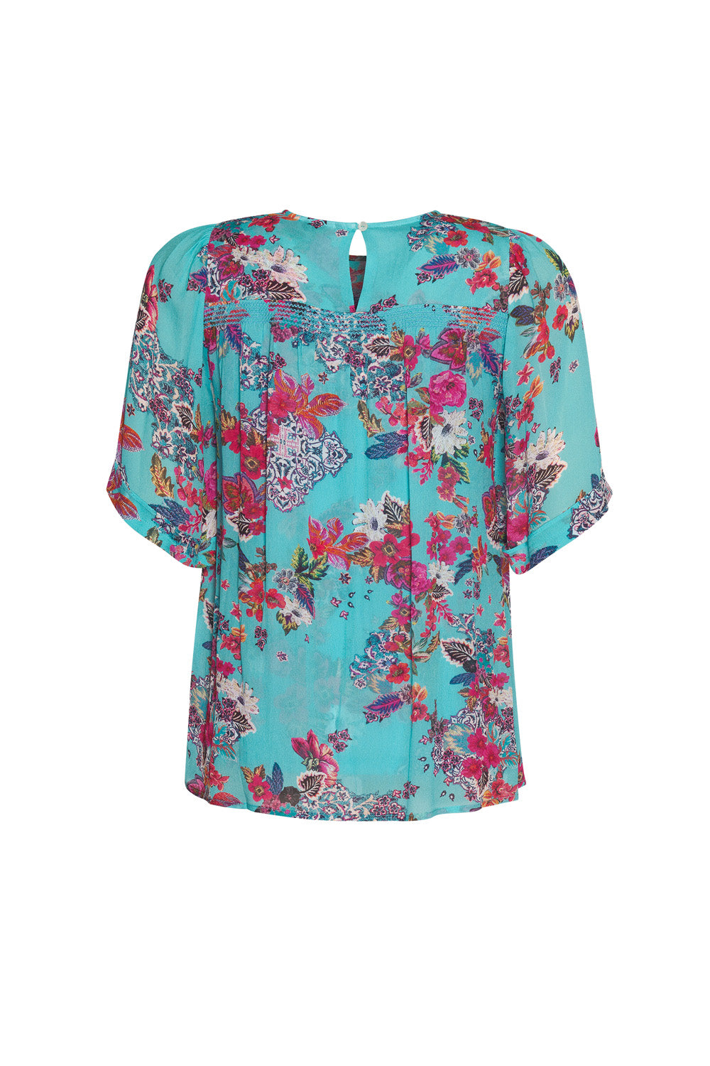 LOOBIES STORY MATERA FLOATY TOP - AQUA MULTI - THE VOGUE STORE