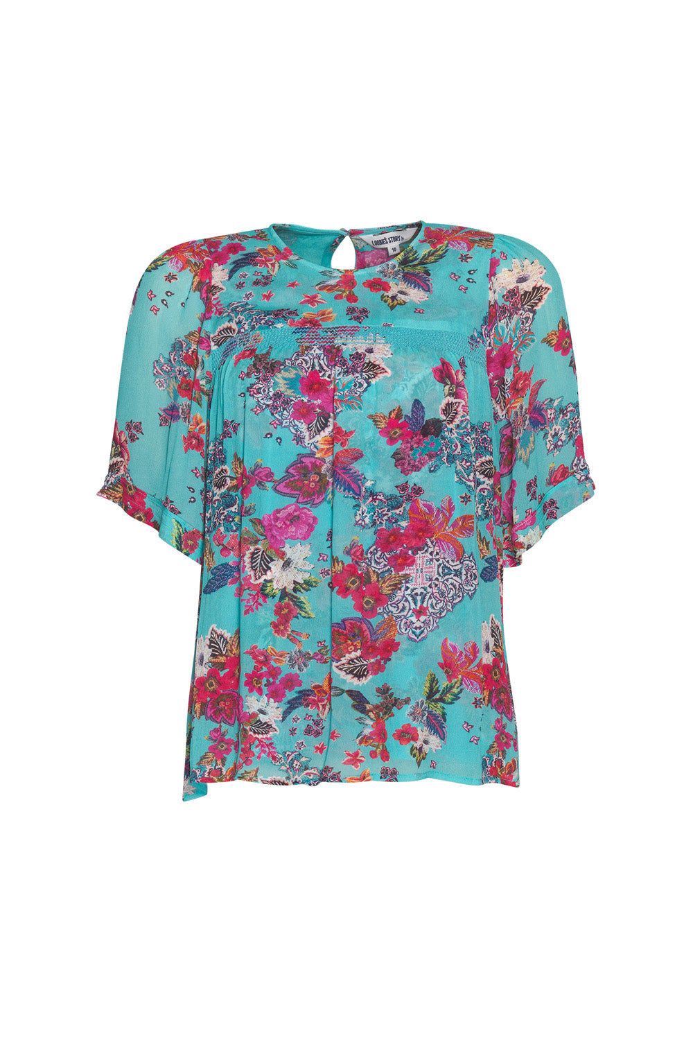 LOOBIES STORY MATERA FLOATY TOP - AQUA MULTI - THE VOGUE STORE