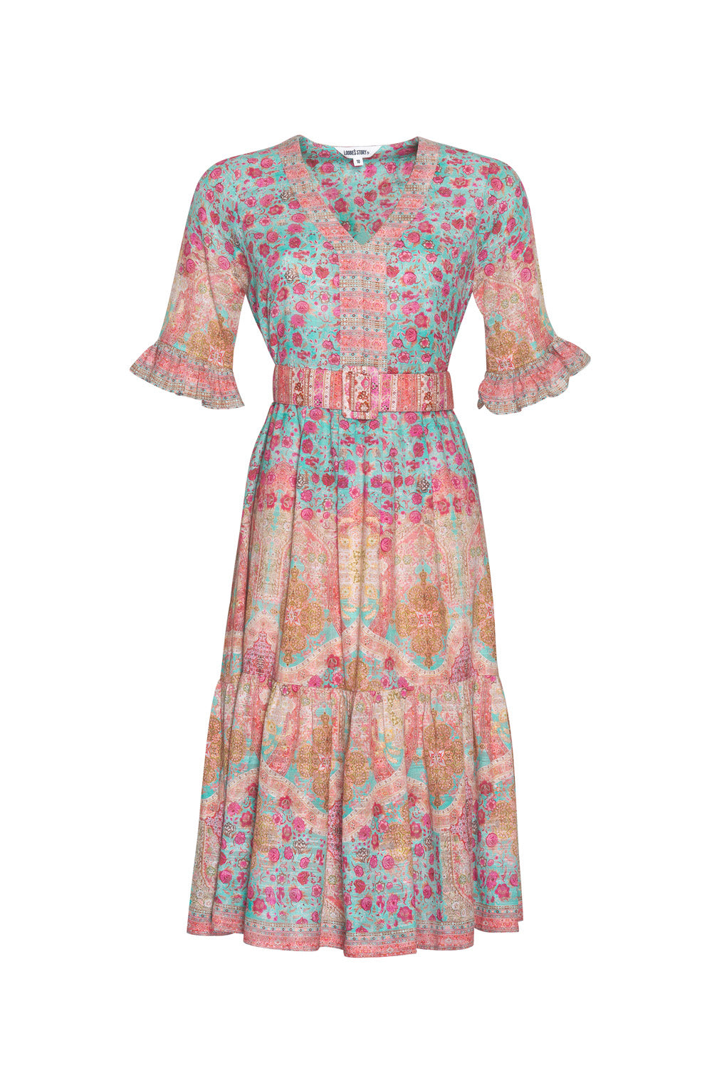 LOOBIES STORY RAVELLO DRESS - AQUA MULTI - THE VOGUE STORE